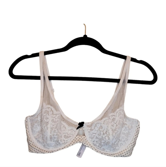 Victoria's Secret Bra Body by Victoria Size 36DD White Lace Black Polka Dots - Picture 3 of 7